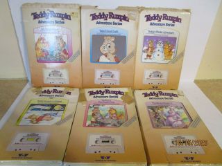 6 Vintage Teddy Ruxpin Adventure Series Books & Cassette Tapes In Boxes