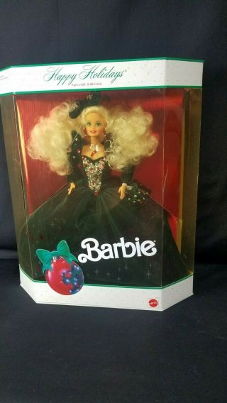 1991 Happy Holidays Barbie Green Velvet & Jewels Gown 4th Doll In Series Nrfb