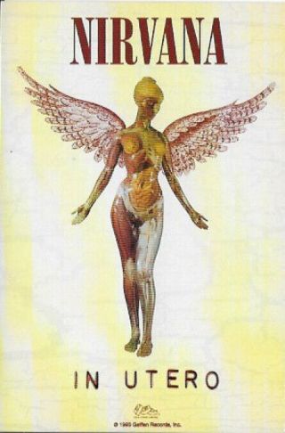 Vintage 3 " X 4.  5 " Promo Sticker: Nirvana " In Utero " Geffen Records 1993