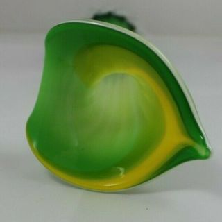 Vtg Murano? Art Glass Jack - In - The - Pulpit Vase Yellow Green White 15.  5 