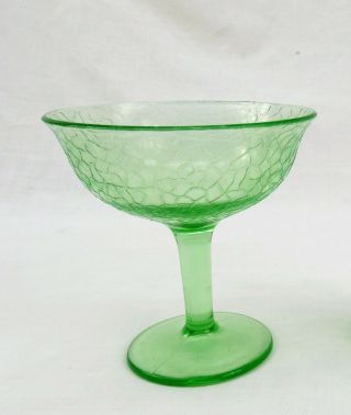 Depression Glass L.  E.  Smith Crackle Glass Green Sherbet Champagne Rare