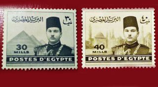 Egypt 1939 - 1946 King Farouk And Pyramids 40,  30 M -