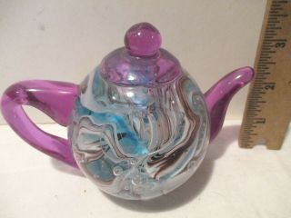 Dynasty Gallery Heirloom Collectibles Multi - Color Swirl Teapot Glass Paperweight