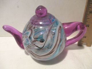 DYNASTY GALLERY HEIRLOOM COLLECTIBLES MULTI - COLOR SWIRL TEAPOT GLASS PAPERWEIGHT 2