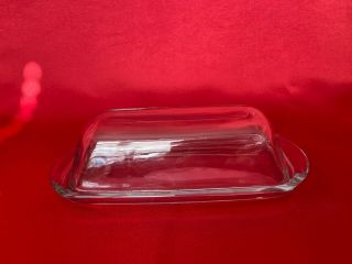 Vintage Plain Smooth Rounded Clear Glass Covered Butter Dish Tray Lid