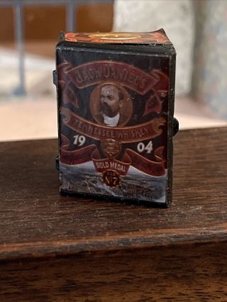 Vintage Dollhouse Miniatures Jack Daniel’s Metal Box Set - Bottle & Glasses
