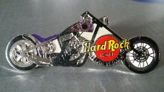 Hard Rock Hotel Las Vegas Chopper Motorcycle Pin Silver And Purple Circa 2002