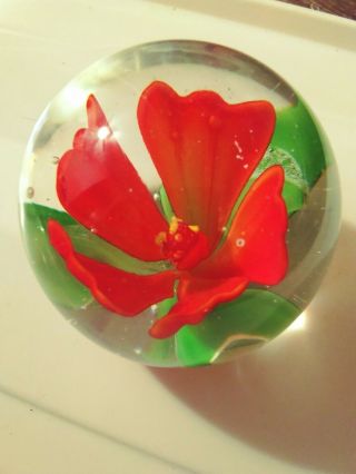 Dynasty Gallery Heirloom Collectibles Flower 3 " Glass Paperweight