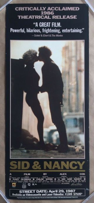 Sid & Nancy Video Release Poster 1987 - Sex Pistols - Sid Vicious - Gary Oldman