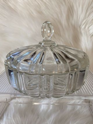 Vintage Crystal Cut Glass Candy Dish With Lid