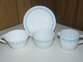 Guc Corelle By Corning Snowflake Blue Replacement Dish Cup Saucer Creamer Sugar