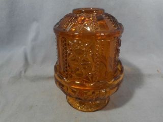 Vintage Amber Brown Cut Glass Candle Holder 2pc.  Lid And Stand 6 2/3 " X 5 "