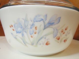 Vintage Pyrex Blue Iris 1 Qt Quart Casserole Dish Bowl w/ Lid 8 