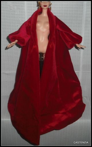Top Barbie Doll Winter Concert Exquisite Evening Red Velvet Lined Jacket Coat