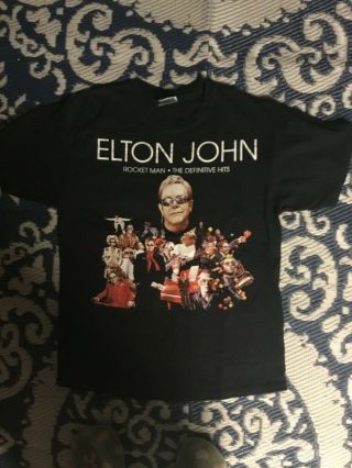 Elton John 2011 Rocket Man Tour T - Shirt In Black.  Size Large.