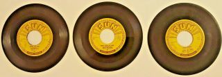 Three - Jerry Lee Lewis 45 Rpm Rare Sun Label Records See Pictures
