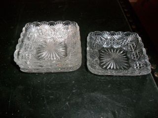 Vintage Small Glass Bowls Set 4 Square Scalloped Rims Great No Chips 4 1/2 Sq