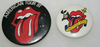 Vintage 1981 Rolling Stones American Tour 81 & Tattoo You Pinback Button Pin