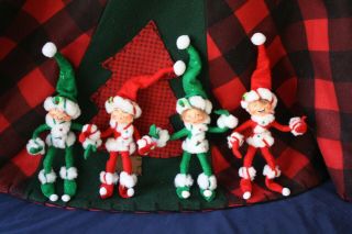 4 Annalee Mobiltee 6 " Elves 2 Green Candy Stripe 2 Red Candy Stripe