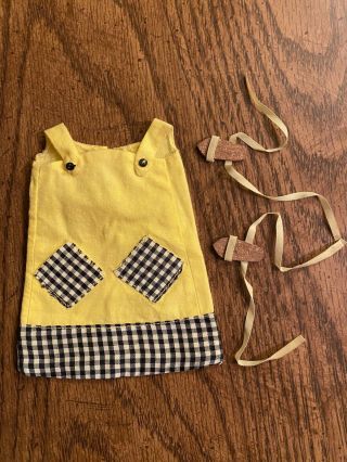 Vintage 1965 Francie Cool It Shift Dress With Htf Yellow Ribbon Cork Sandals