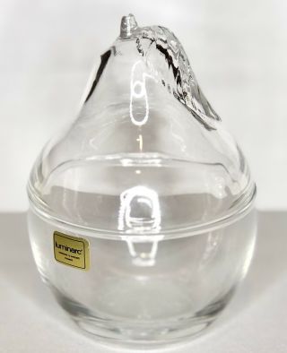 Vintage Luminarc Verrerie D’arques France Glass Pear - Shaped 5 1/2” Trinket Jar