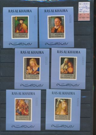 Xc49151 Ras Al Khaima 1971 Imperf Paintings Art Sheets Xxl Mnh Cv 30 Eur