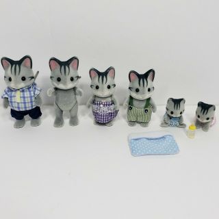 Calico Critters Sylvanian Families Gray Cat Family Epoch Baby Twins Grey