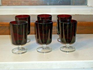 Set Of Six Vintage Ruby Juice ? Water ? Glasses France