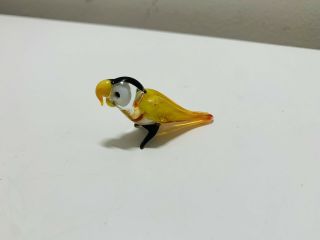 Hand Blown Parrot Sculpture Miniature Murano? Art Glass Bird 2”x 1.  5”