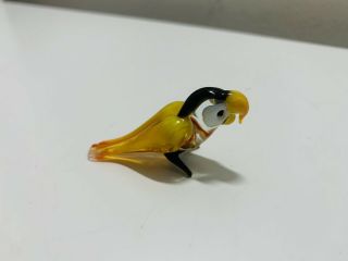Hand Blown PARROT Sculpture Miniature Murano? Art Glass Bird 2”x 1.  5” 2