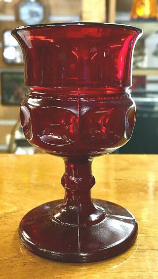 One Dusky Red Indiana Kings Crown Thumbprint Cordial Glass