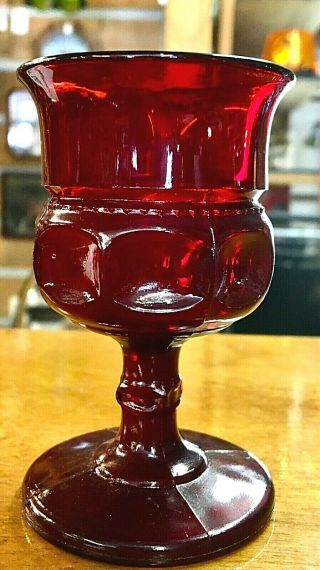 One Dusky Red Indiana Kings Crown Thumbprint Cordial Glass 3