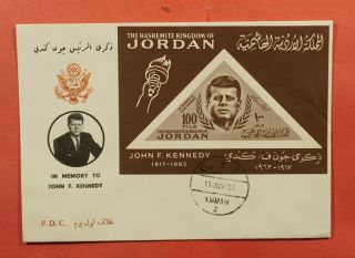 1964 Jordan Fdc In Memory Jfk John F Kennedy S/s