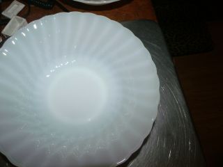 Vintage Fire King White Milk Glass Swirl Serving Bowl