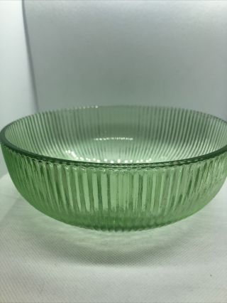 Vintage E.  O.  Brody Co Green Glass Ribbed Candy Dish Bowl Cleveland Ohio