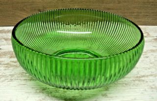 Vintage E.  O Brody Co.  Cleveland Depression Glass Green Ribbed Bowl 6” Candy Dish