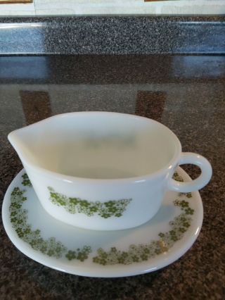 Vintage Corning Ware Spring Blossom Gravy Boat With Tray