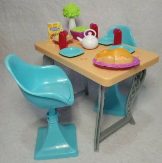 Mattel Barbie Dream House Replacement Table Chairs Set W/ Accessories 2015