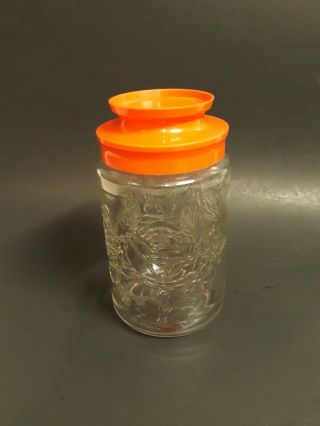 Vintage Tang 1 Quart Roses Glass Jar W/ Orange Lid Anchor Hocking - - 2 Available