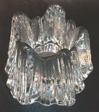 Nybro Sweden Volcano Crystal Candle Holder Votive Design Rune Strand Mcm 3 1/2“