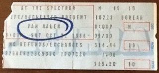 Vintage Concert Ticket Stub Van Halen 1988 Philadelphia Spectrum
