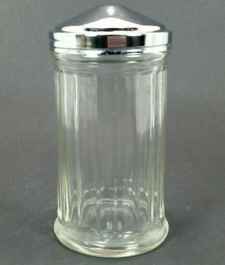 Chicago Glass Sugar Shaker Diner Vintage B17 Ribbed Dispenser Optic Metal Cap