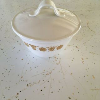 Vintage Corning Corelle Butterfly Gold Sugar Bowl With Plastic Lid