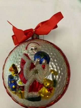Waterford Blown Glass Christmas Ornament Santa Two - Sided Unique