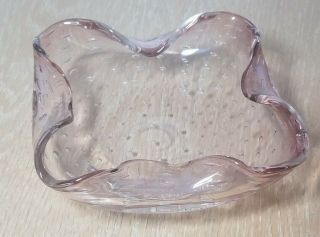 Vintage Bullicante Clear Cased Art Glass Bowl Dish Controlled Bubbles