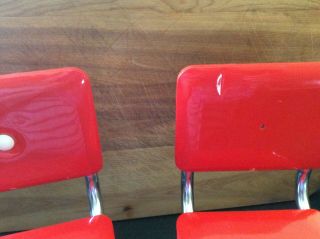 American Girl Molly McIntire Red Vinyl Chrome Kitchen Chairs (2) Missing snap 3