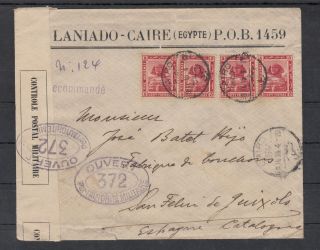 Egypt,  1916 Attractive Registered & Censored Cover From Cairo To Spain