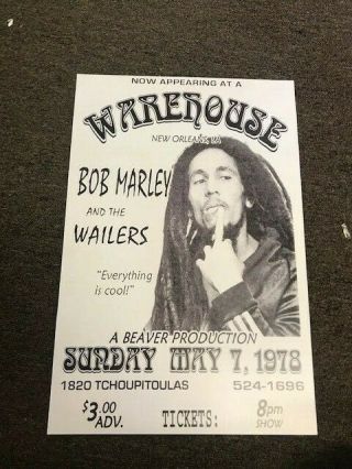 Bob Marley Warehouse Orleans 1978 Cardstock Concert Poster 12 " X 18 "