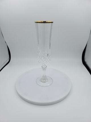 Vintage Crystal Stemware 8  Wine Glass With Gold Rim