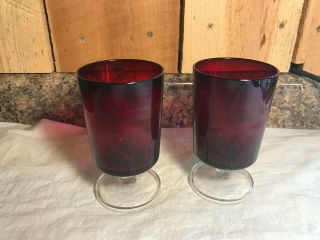 Set Of 2 Vintage Luminarc Arcoroc France Ruby Red Glasses